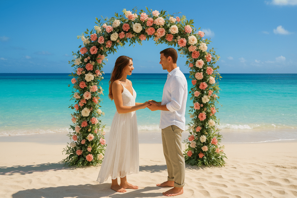 Beachfront Jamaica destination wedding at Sandals Negril on Seven Mile Beach