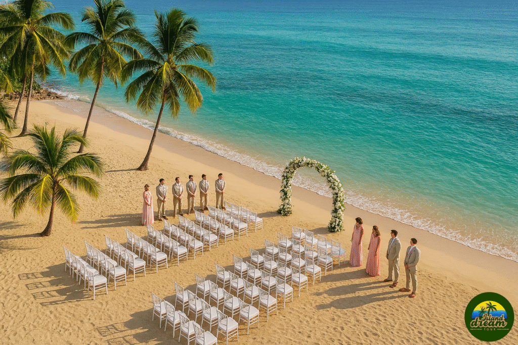 Luxury Jamaica destination wedding at Half Moon Montego Bay beachfront villas