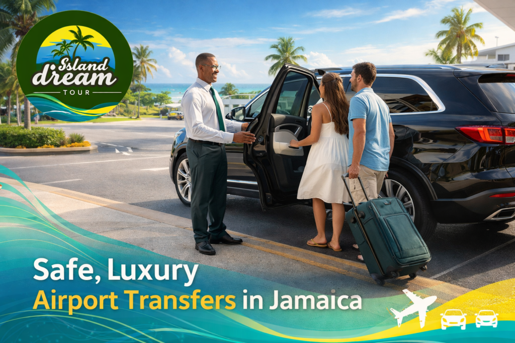 Island Dream Tour professional driver with luxury private car providing safe and reliable airport transfers in Jamaica