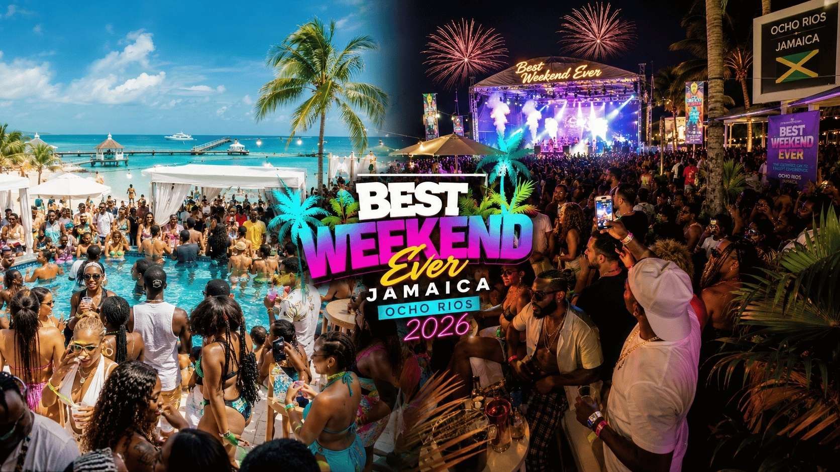Best Weekend Ever Jamaica 2026 featured image showing beach parties, nightlife, DJs, and Caribbean festival atmosphere in Jamaica.