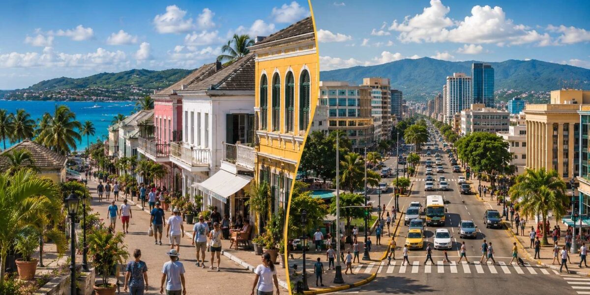 Falmouth vs Kingston Jamaica showing the different coastal and urban travel environments across the island.