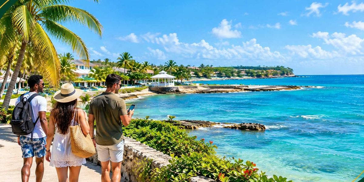 Is Runaway Bay Jamaica safe? Tourists enjoying a peaceful coastal area in Runaway Bay, Jamaica.